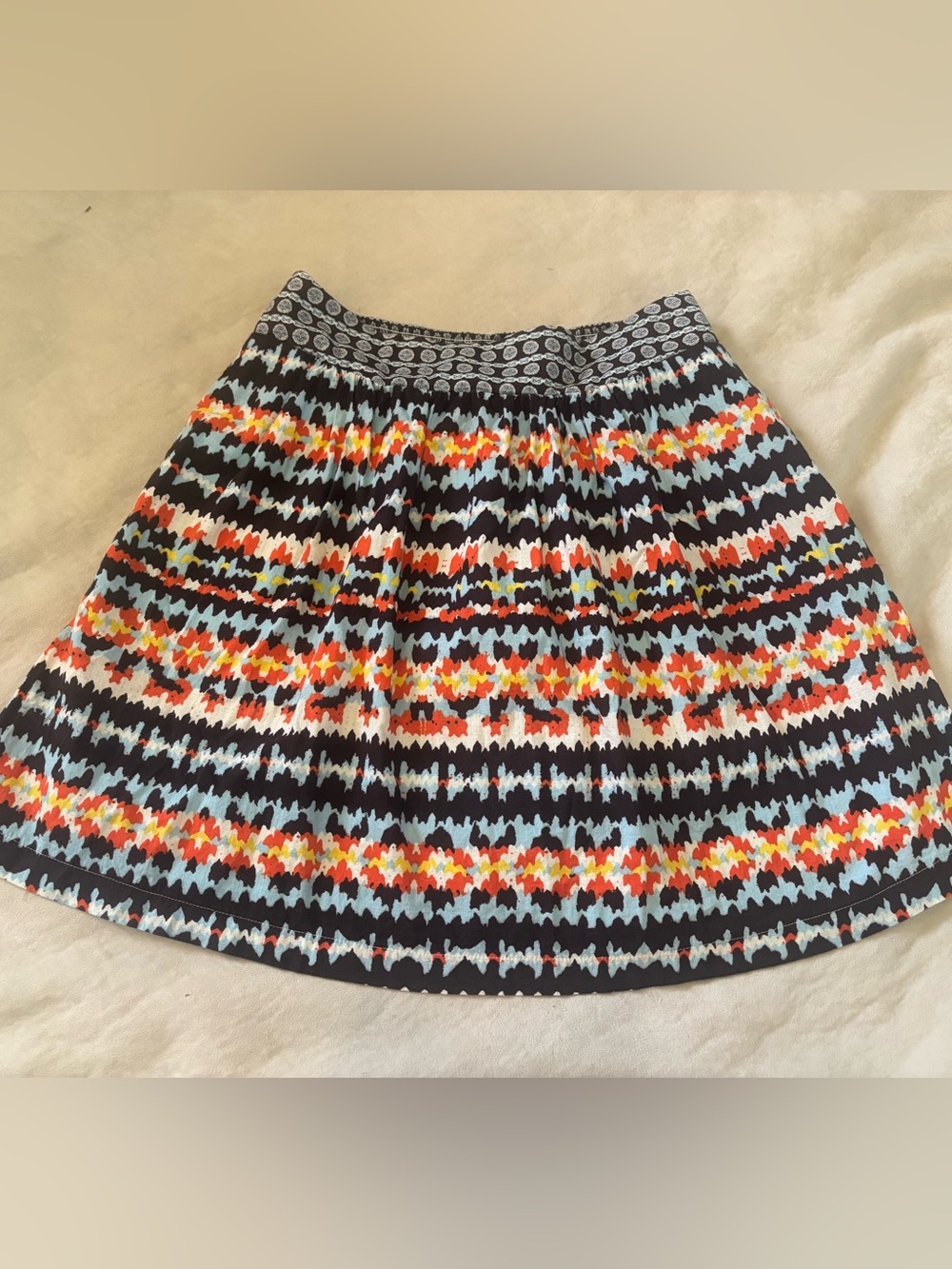 Porridge Anthropologie Printed Cotton Smocked Mini Skirt Size 8 Boho